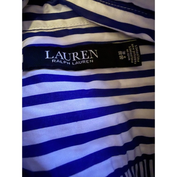 Lauren Ralph Lauren Stripe Shirtdress Women's Size 18W Cotton Belted Button Up - Picture 5 of 12